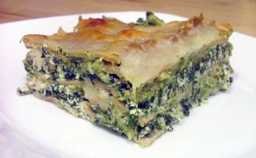Light Pesto Lasagna with Chicken and Spinach - Cake, Batter, and Bowl
