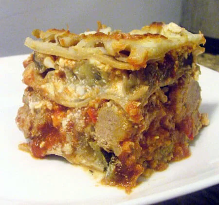 Greek Meatball Lasagna with Roasted Eggplant and Zucchini
