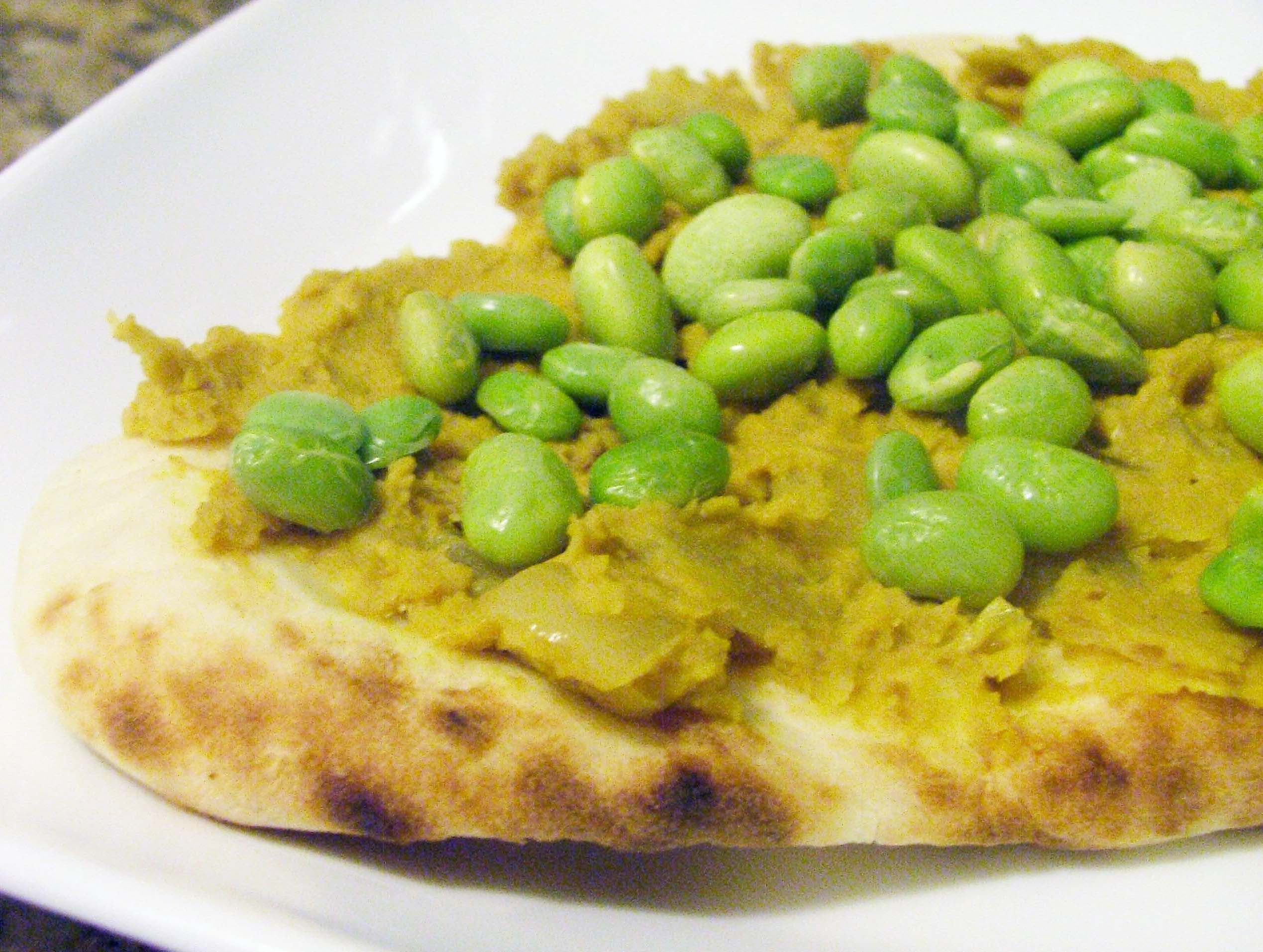 Naan Flatbread with Curried Chickpeas and Edamame