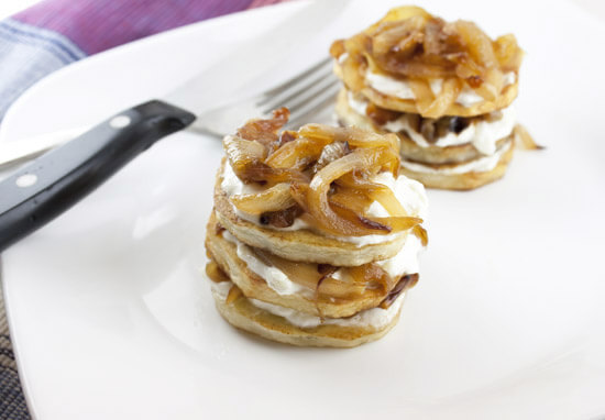 Caramelized Onion and Goat Cheese Potato Stacks