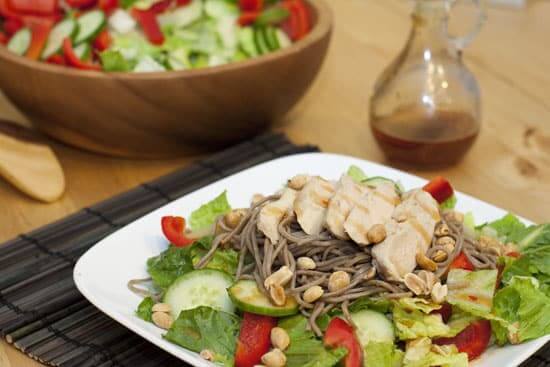 Chicken and Soba Romaine Salad with Thai Vinaigrette