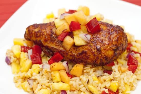 Ancho Honey Chicken over Tropical Rice